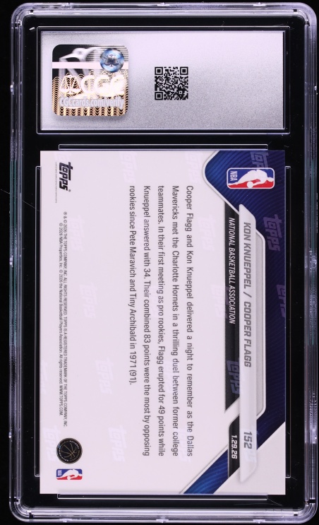 2025 Topps Now Kon Knueppel Cooper Flagg ROOKIE #152 CGC 10 GEM MINT