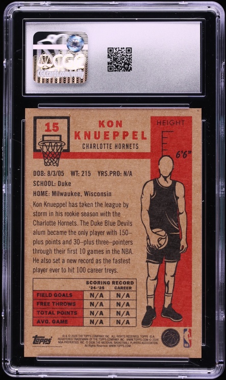 2025 Topps Living Set Kon Knueppel ROOKIE #15 CGC 9.5 MINT+