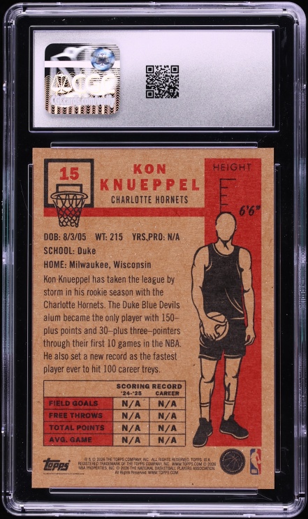 2025 Topps Living Set Kon Knueppel ROOKIE #15 CGC 9.5 MINT+
