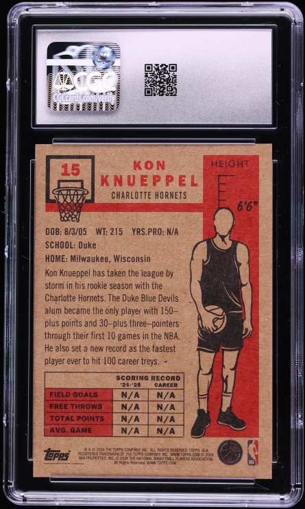 2025 Topps Living Set Kon Knueppel ROOKIE #15 CGC 9 MINT
