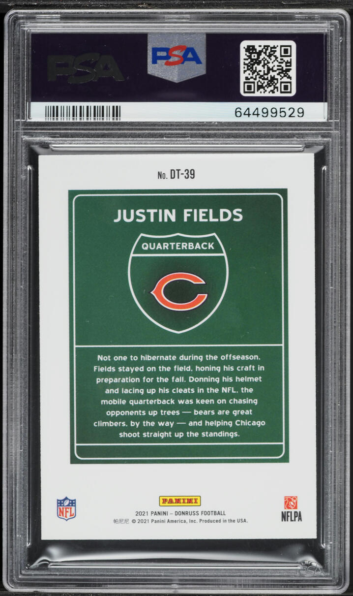 2021 Donruss Downtown Justin Fields ROOKIE #DT-39 PSA 10 GEM MINT
