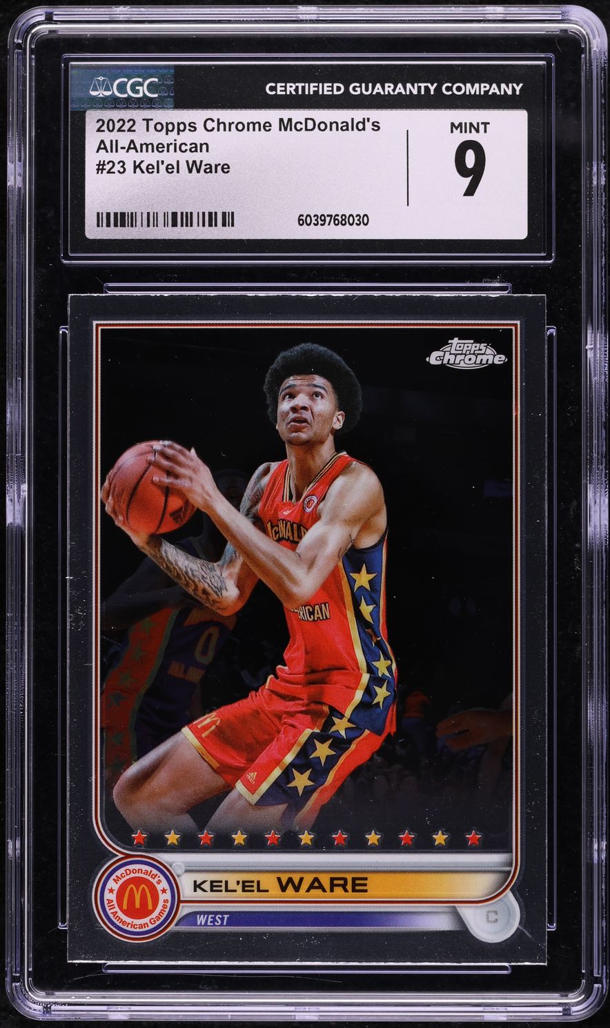 2022 Topps Chrome McDonald's All-American Kel'el Ware ROOKIE #23 CGC 9 MINT