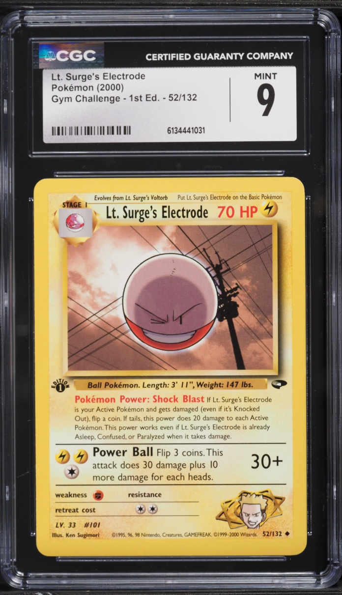 2000 Pokemon Gym Challenge 1st Edition Lt. Surge's Electrode #52 CGC 9 MINT