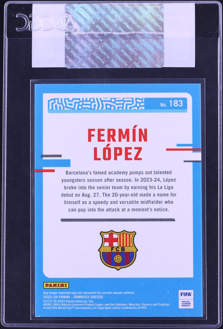 2023 Donruss Soccer Fermin Lopez ROOKIE #183 CGC AUTH