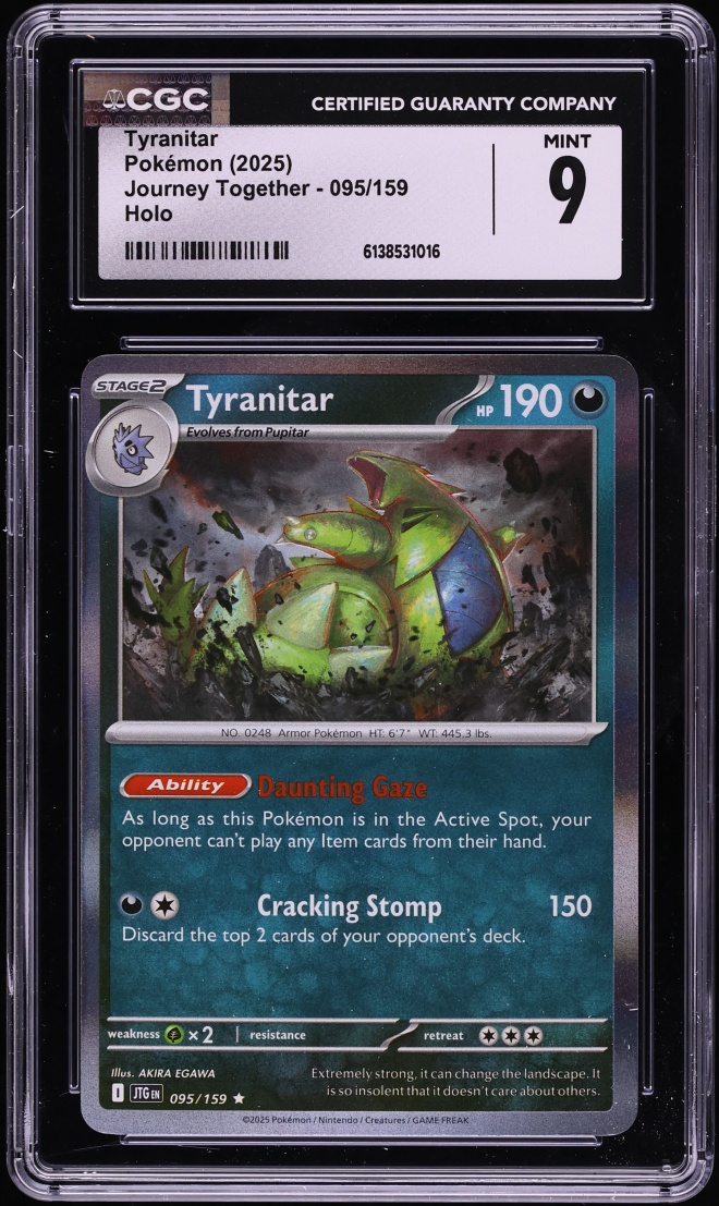 2025 Pokemon Scarlet & Violet Journey Together Holo Tyranitar #95 CGC 9 MINT