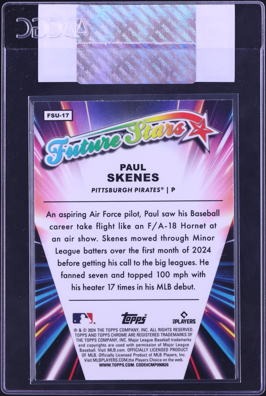 2024 Topps Chrome Update Future Stars Paul Skenes ROOKIE #FSU-17 CGC AUTH