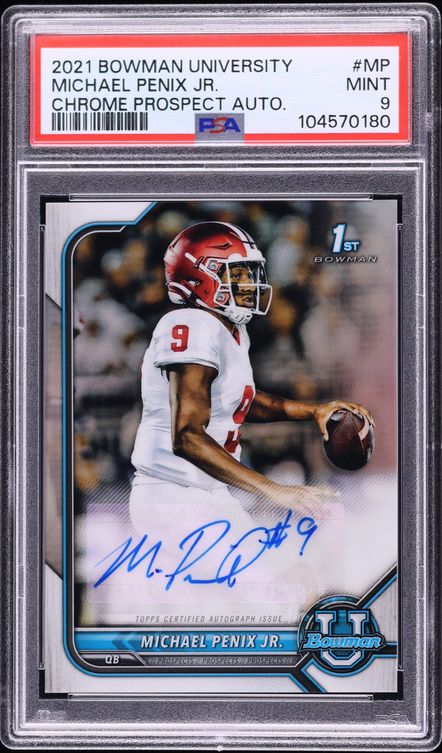 2021 Bowman University Michael Penix Jr. ROOKIE AUTO #BCPA-MP PSA 9 MINT