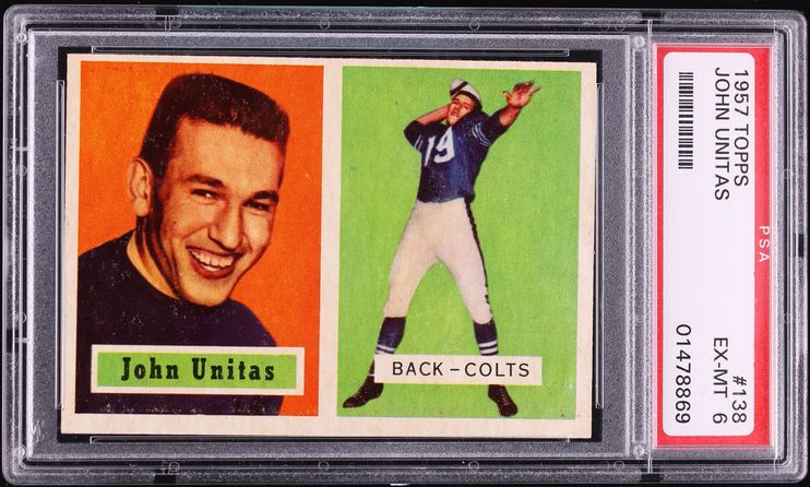 1957 Topps Football Johnny Unitas ROOKIE #138 PSA 6 EXMT
