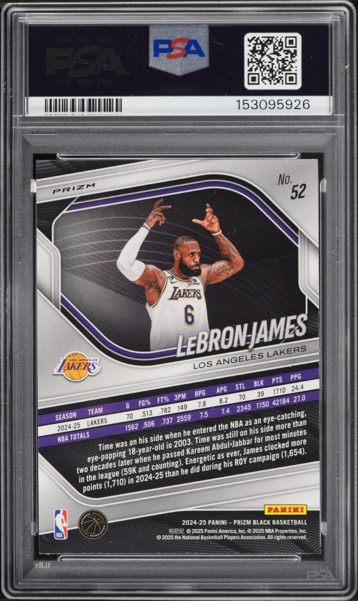 2024 Panini Prizm Black Pulsar LeBron James #52 PSA 9 MINT