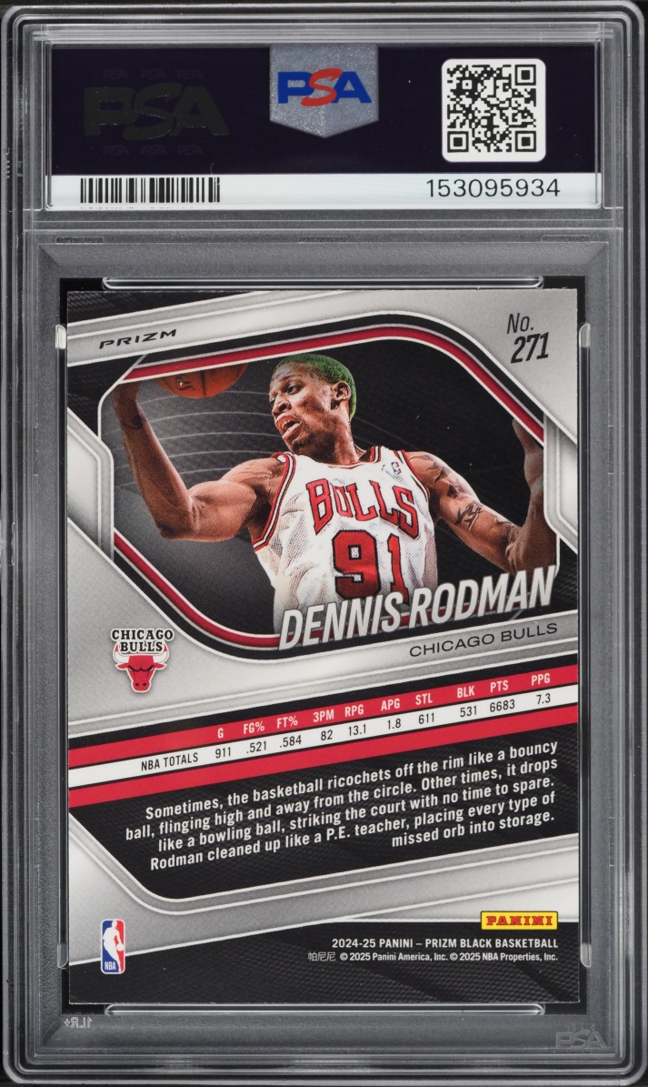 2024 Panini Prizm Black Ruby Wave Dennis Rodman #271 PSA 9 MINT
