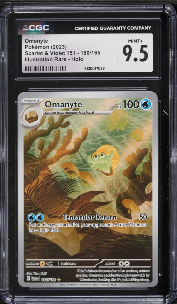 2023 Pokemon Scarlet & Violet 151 IR Omanyte #180 CGC 9.5 MINT+