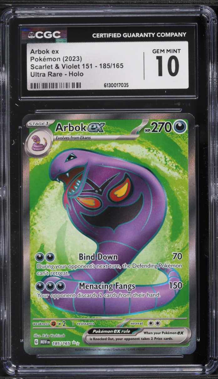 2023 Pokemon Scarlet & Violet 151 Full Art Arbok ex #185 CGC 10 GEM MINT