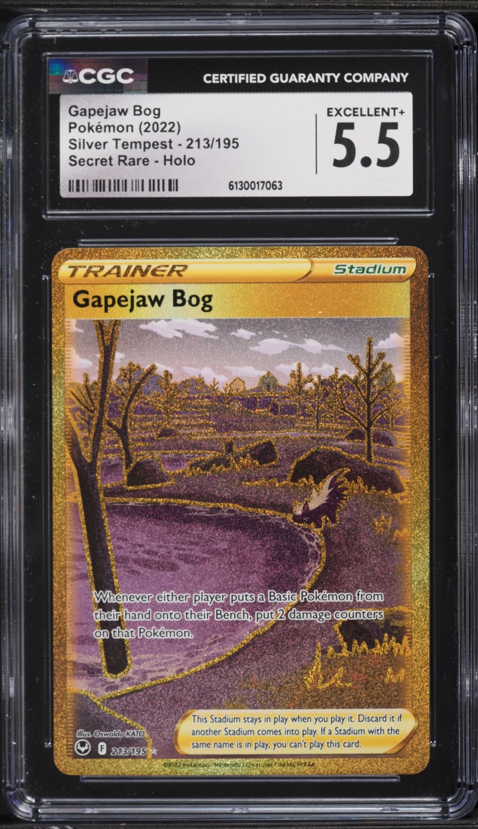 2022 Pokemon Sword & Shield Silver Tempest SEC Gapejaw Bog #213 CGC 5.5 EX+