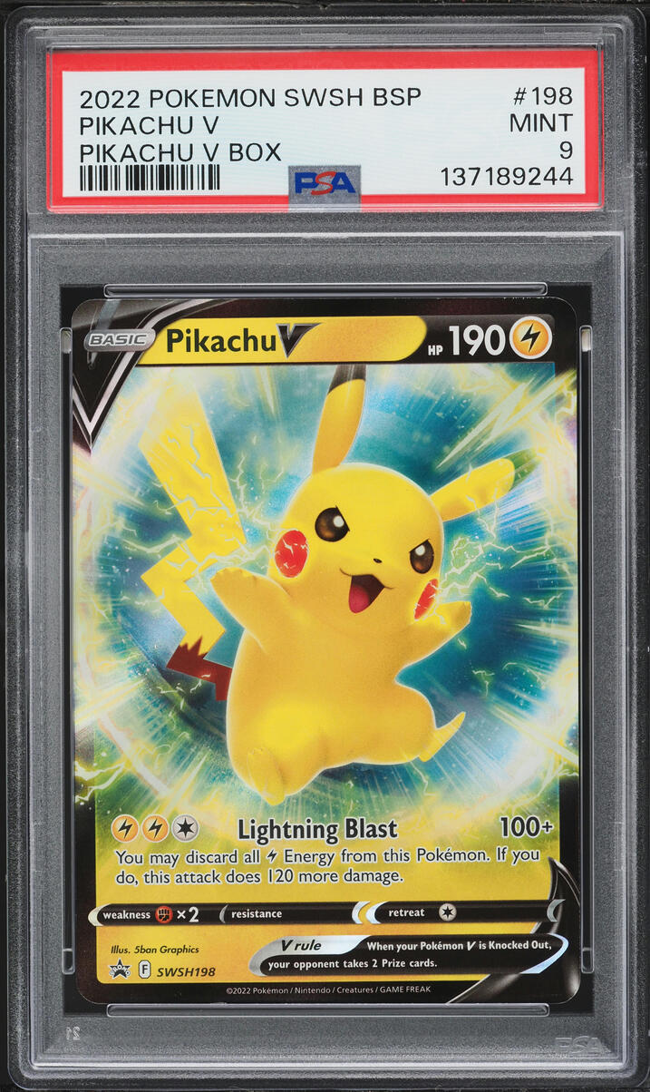 2022 Pokemon Sword & Shield Promo Box Pikachu V #SWSH198 PSA 9 MINT