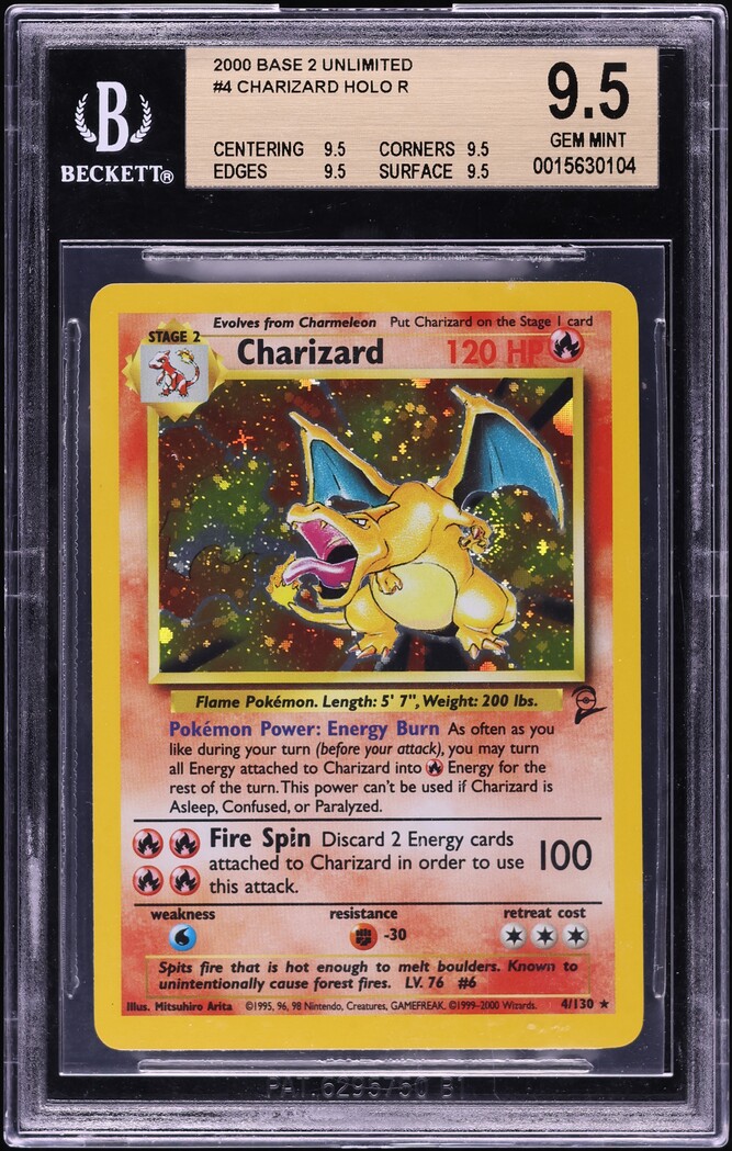 2000 Pokemon Base Set 2 Holo Charizard #4 BGS 9.5 GEM MINT