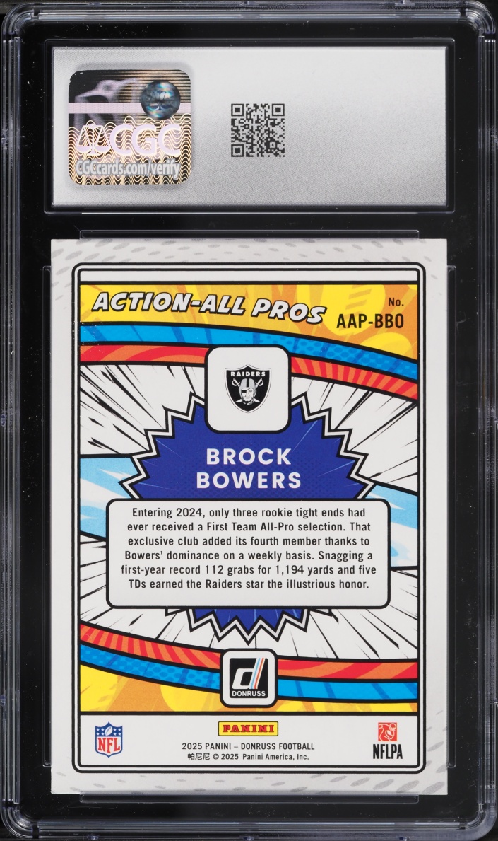 2025 Donruss Action-All Pros Brock Bowers #AAP-BBO CGC 10 GEM MINT