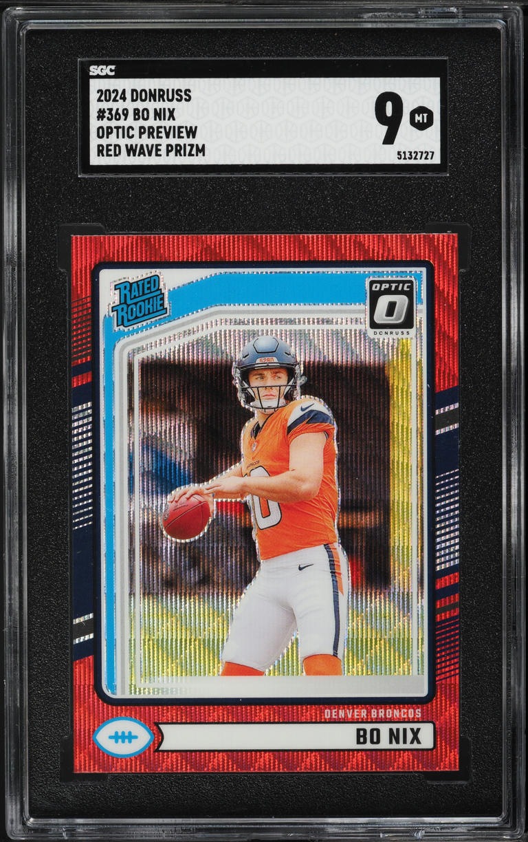 2024 Donruss Optic Preview Red Wave Prizm Bo Nix ROOKIE #369 SGC 9 MINT