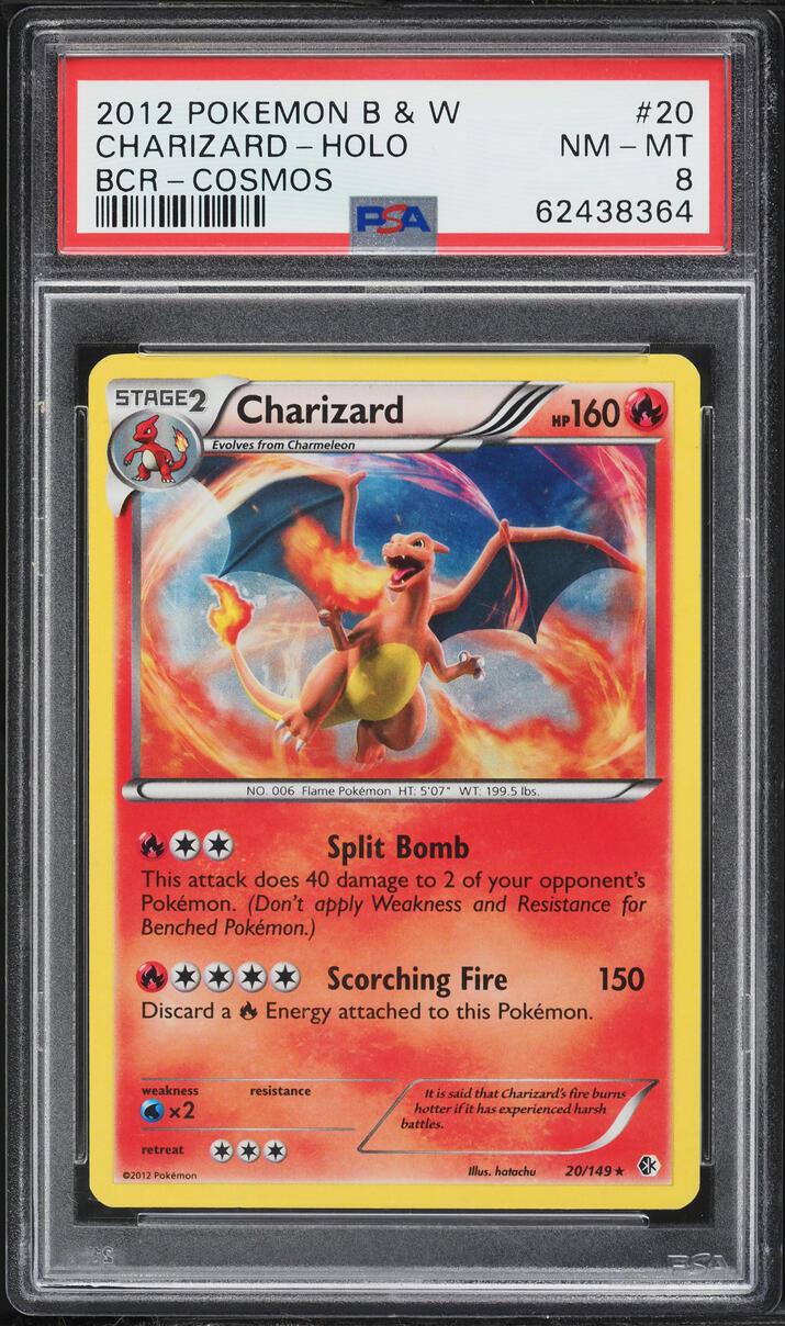 2012 Pokemon Black & White Boundaries Crossed Holo Charizard #20 PSA 8 NM-MT