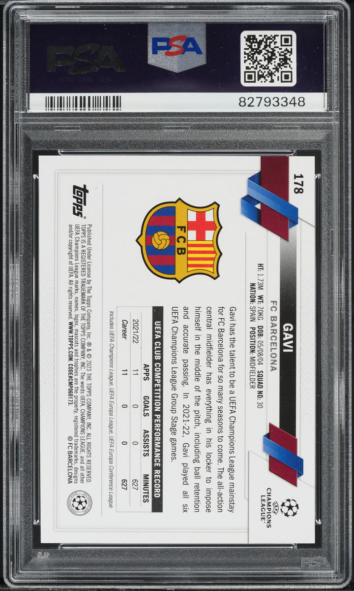 2022 Topps Chrome UEFA Club Competitions Gavi #178 PSA 9 MINT