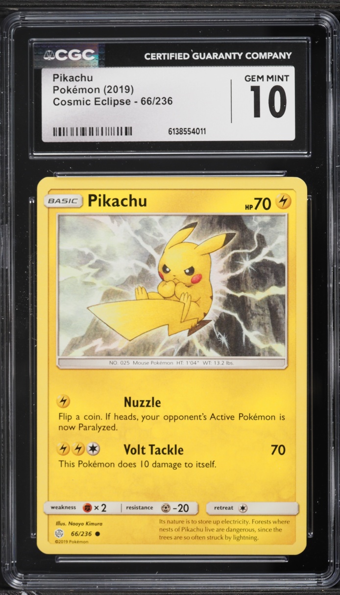2019 Pokemon Sun & Moon Cosmic Eclipse Pikachu #66 CGC 10 GEM MINT