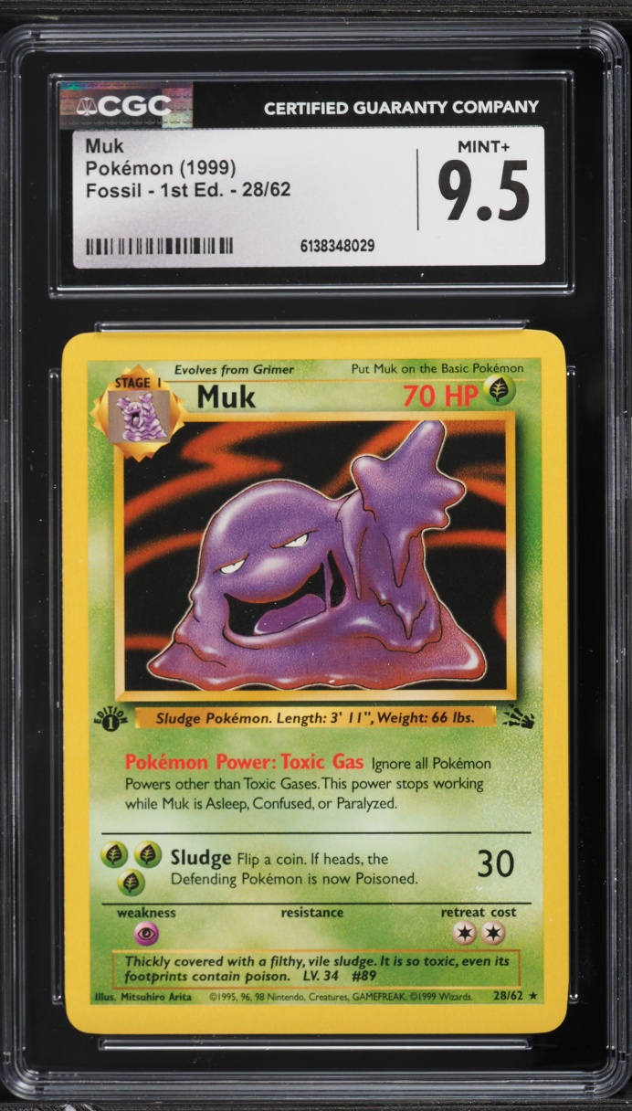 1999 Pokemon Fossil 1st Edition Muk #28 CGC 9.5 MINT+