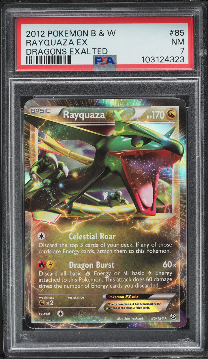 2012 Pokemon Black & White Dragons Exalted Rayquaza EX #85 PSA 7 NRMT ...