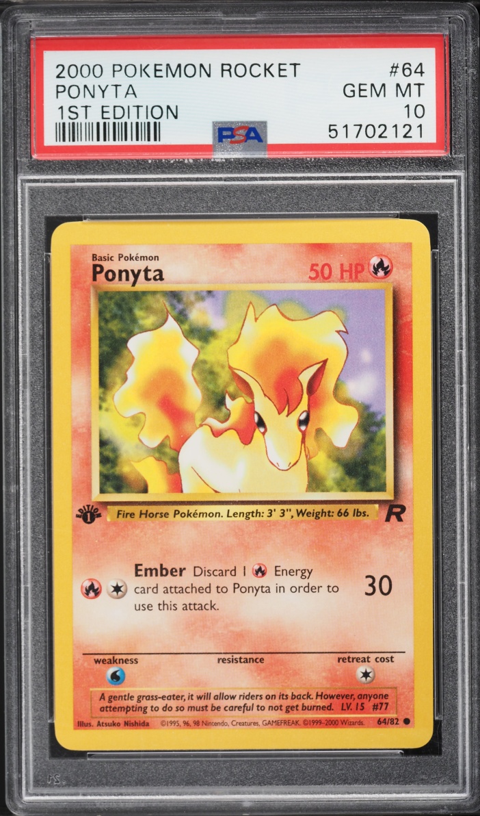 2000 Pokemon Team Rocket 1st Edition Ponyta #64 PSA 10 GEM MINT