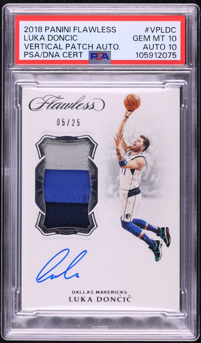 2018 Panini Flawless Vertical Luka Doncic ROOKIE PATCH AUTO DNA 10 /25 PSA 10