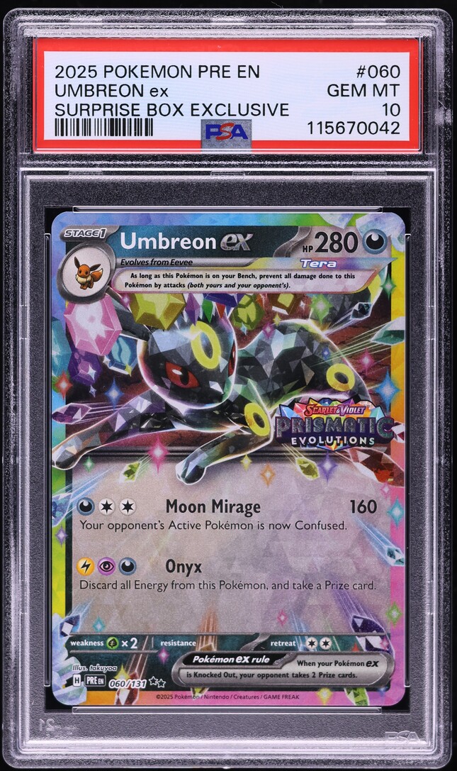 2025 Pokemon SV Prismatic Evolutions Surprise Box Umbreon ex #60 PSA 10 GEM MINT