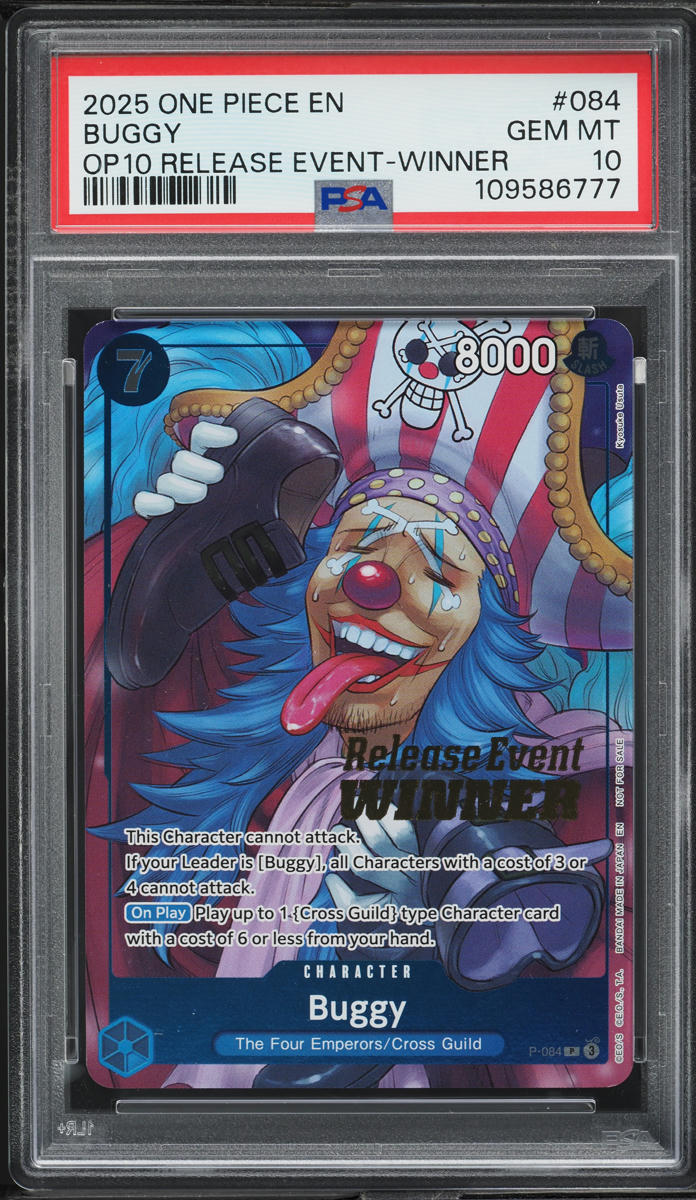 2025 One Piece Promo Release Event Winner Buggy #P-084 PSA 10 GEM MINT