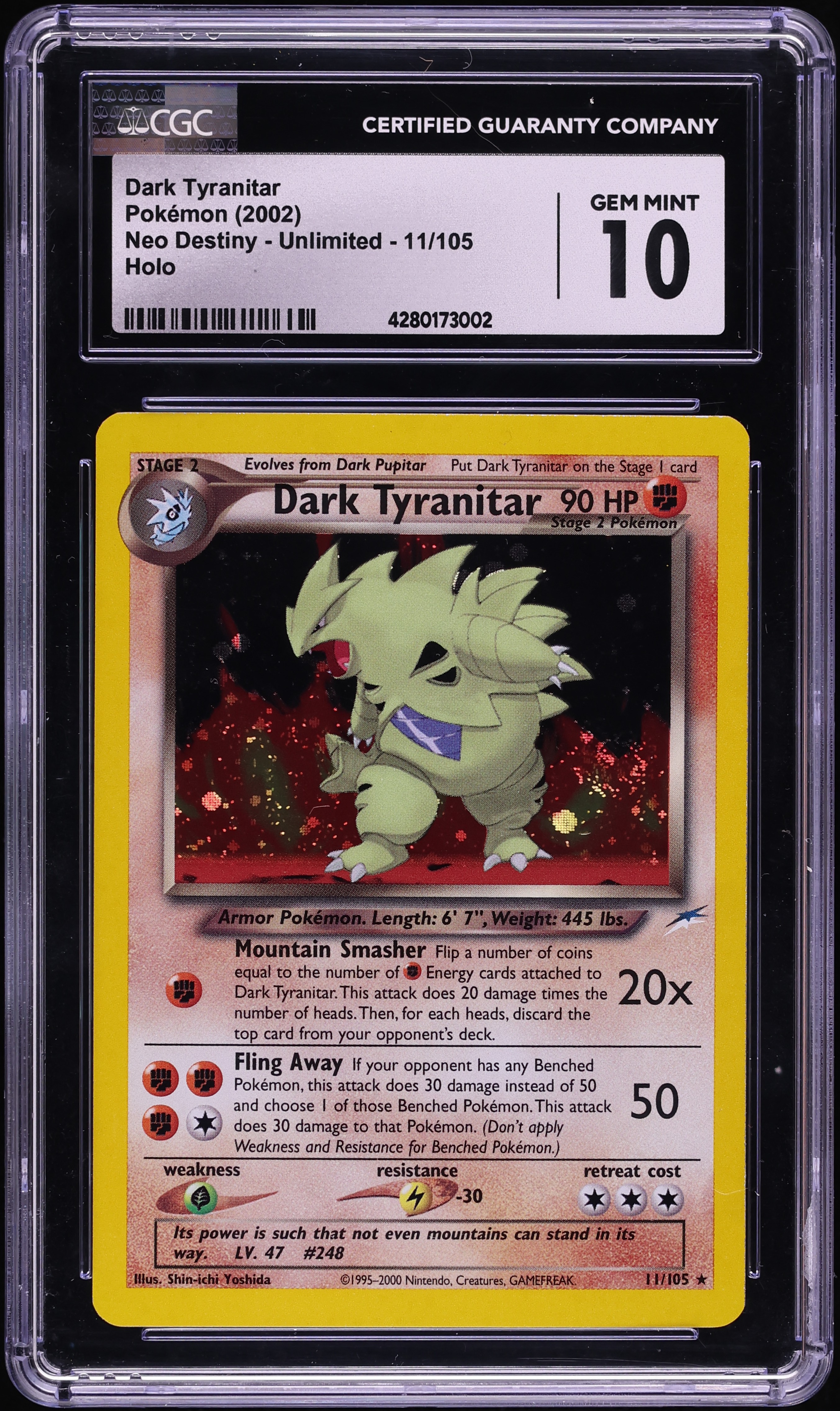 2002 Pokemon Neo Destiny Holo Dark Tyranitar #11 CGC 10 GEM MINT