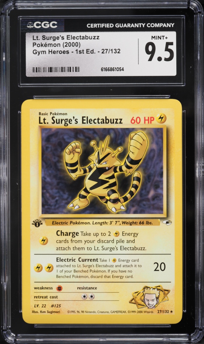 2000 Pokemon Gym Heroes 1st Edition Lt. Surge's Electabuzz #27 CGC 9.5 MINT+