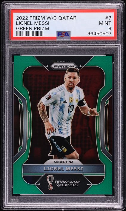 2022 Panini Prizm World Cup Qatar Green Lionel Messi /5 #7 PSA 9 MINT