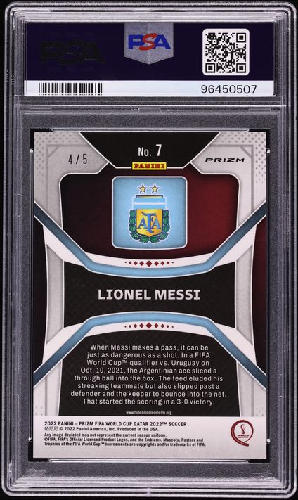2022 Panini Prizm World Cup Qatar Green Lionel Messi /5 #7 PSA 9 MINT