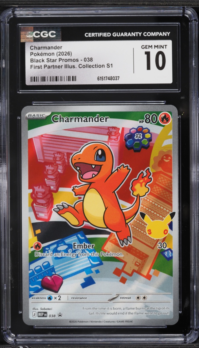2026 Pokemon Mega Promo First Partner Illustration Full Art Charmander #038 CGC 10 GEM MINT