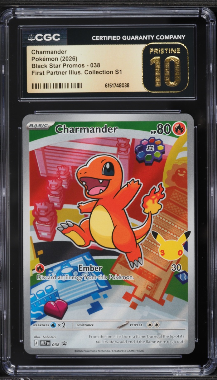 2026 Pokemon Mega Promo First Partner Illustration Full Art Charmander #038 CGC 10 PRISTINE