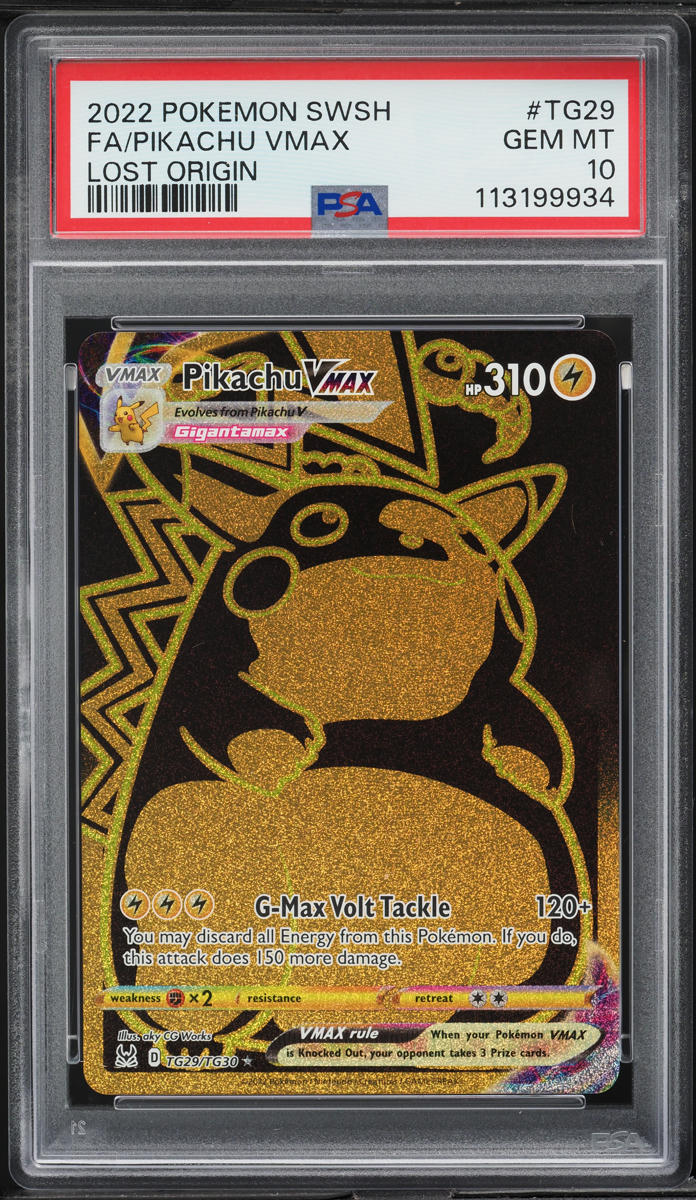 2022 Pokemon Sword & Shield Lost Origin Gold Rare Pikachu VMAX #TG29 PSA 10 GEM MINT