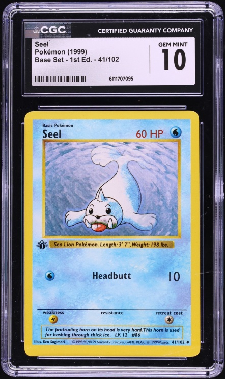 1999 Pokemon Base Set Shadowless 1st Edition Seel #41 CGC 10 GEM MINT