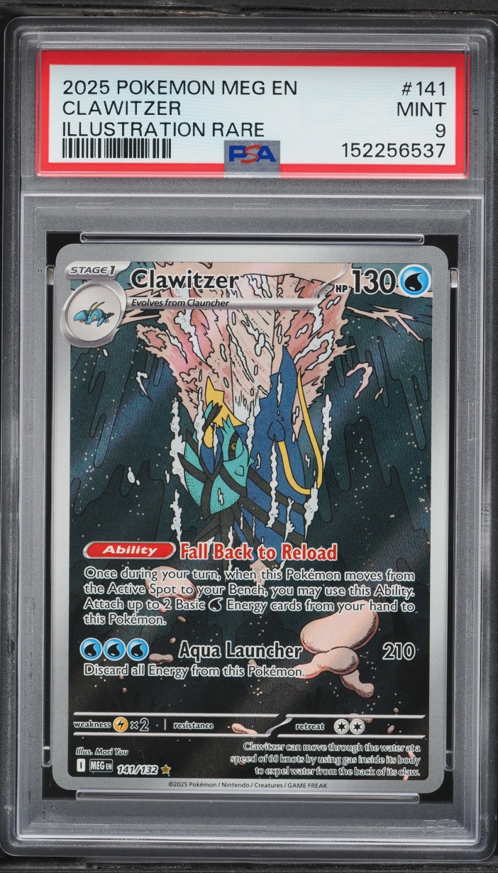 2025 Pokemon Mega Evolution IR Clawitzer #141 PSA 9 MINT