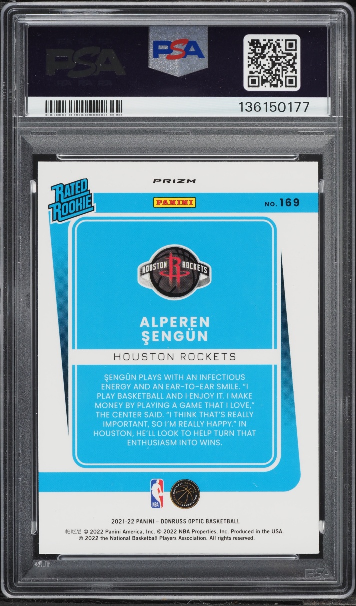 2021 Donruss Optic Blue Velocity Alperen Sengun ROOKIE #169 PSA 8 NM-MT
