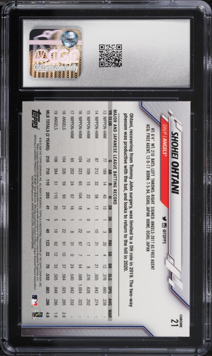 2020 Topps Chrome Shohei Ohtani #21 CGC 9 MINT