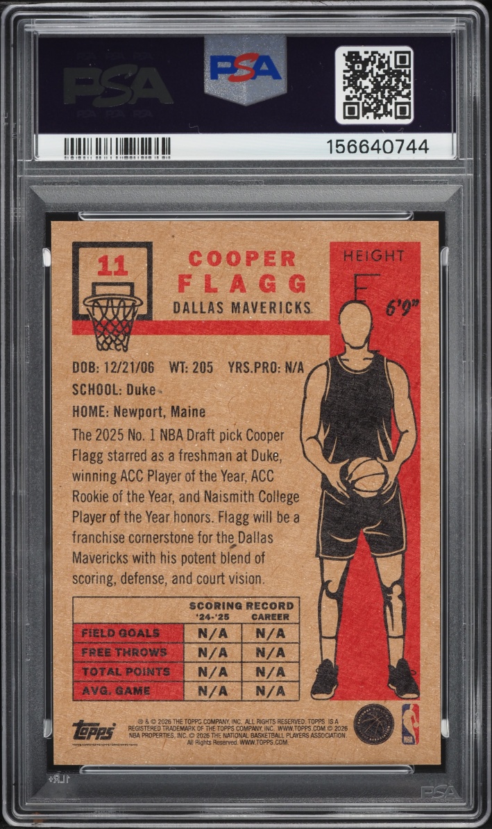 2026 Topps Living Cooper Flagg ROOKIE #11 PSA 10 GEM MINT