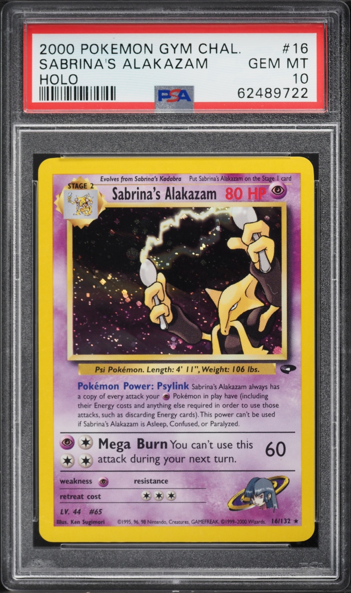 2000 Pokemon Gym Challenge Holo Sabrina's Alakazam #16 PSA 10 GEM MINT