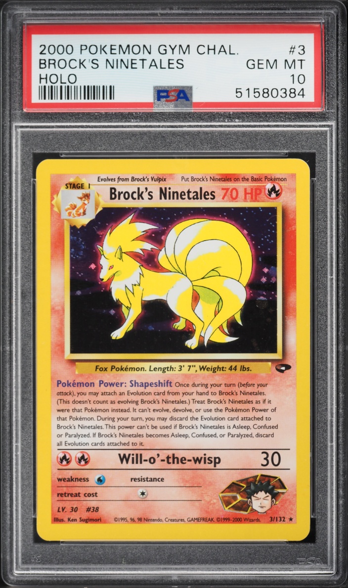 2000 Pokemon Gym Challenge Holo Brock's Ninetales #3 PSA 10 GEM MINT