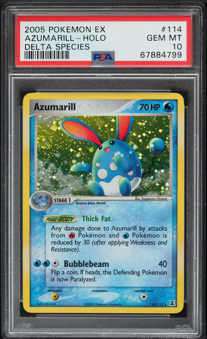 2005 Pokemon EX Delta Species Holo Azumarill #114 PSA 10 GEM MINT