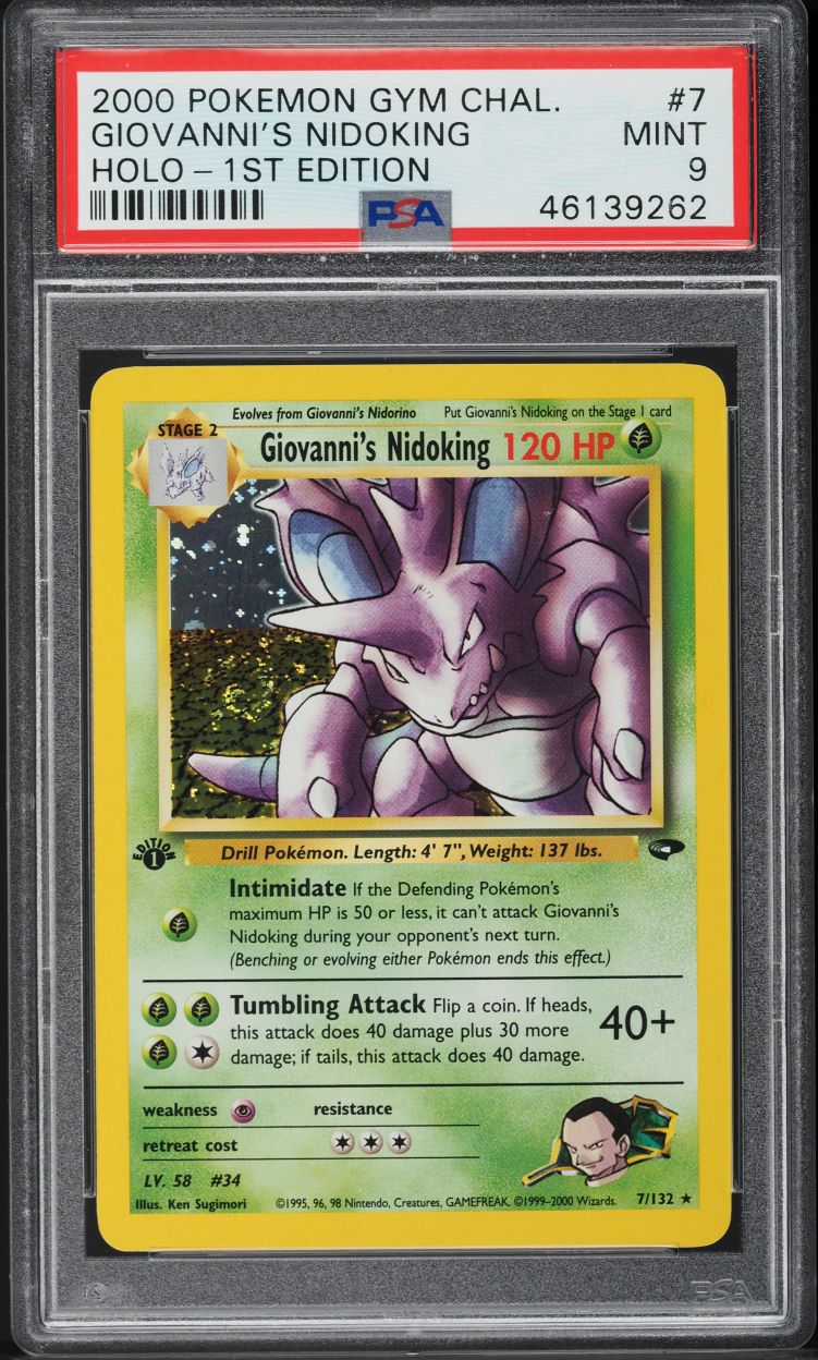 2000 Pokemon Gym Challenge 1st Edition Holo Giovanni's Nidoking #7 PSA 9 MINT