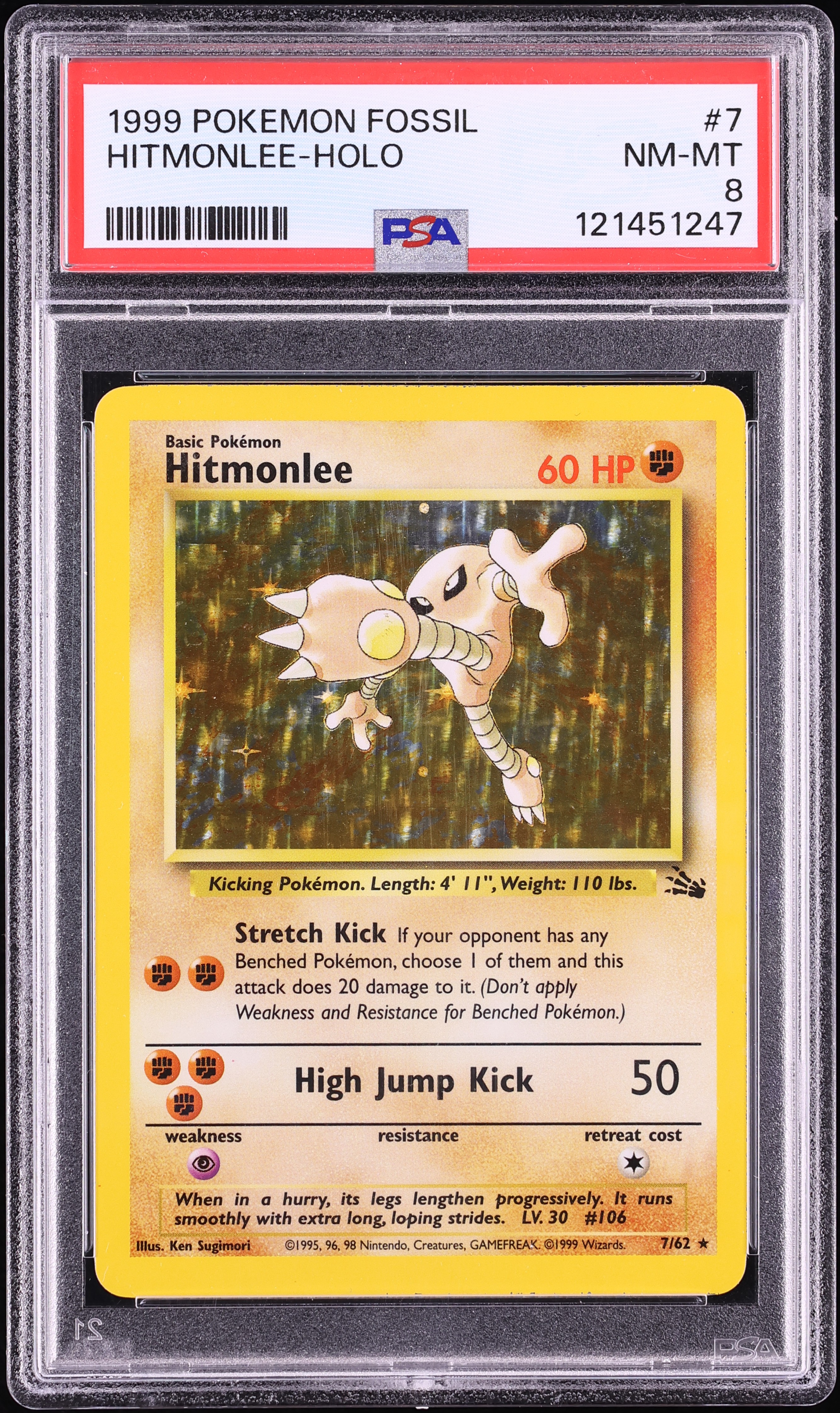 1999 Pokemon Fossil Holo Hitmonlee #7 PSA 8 NM-MT