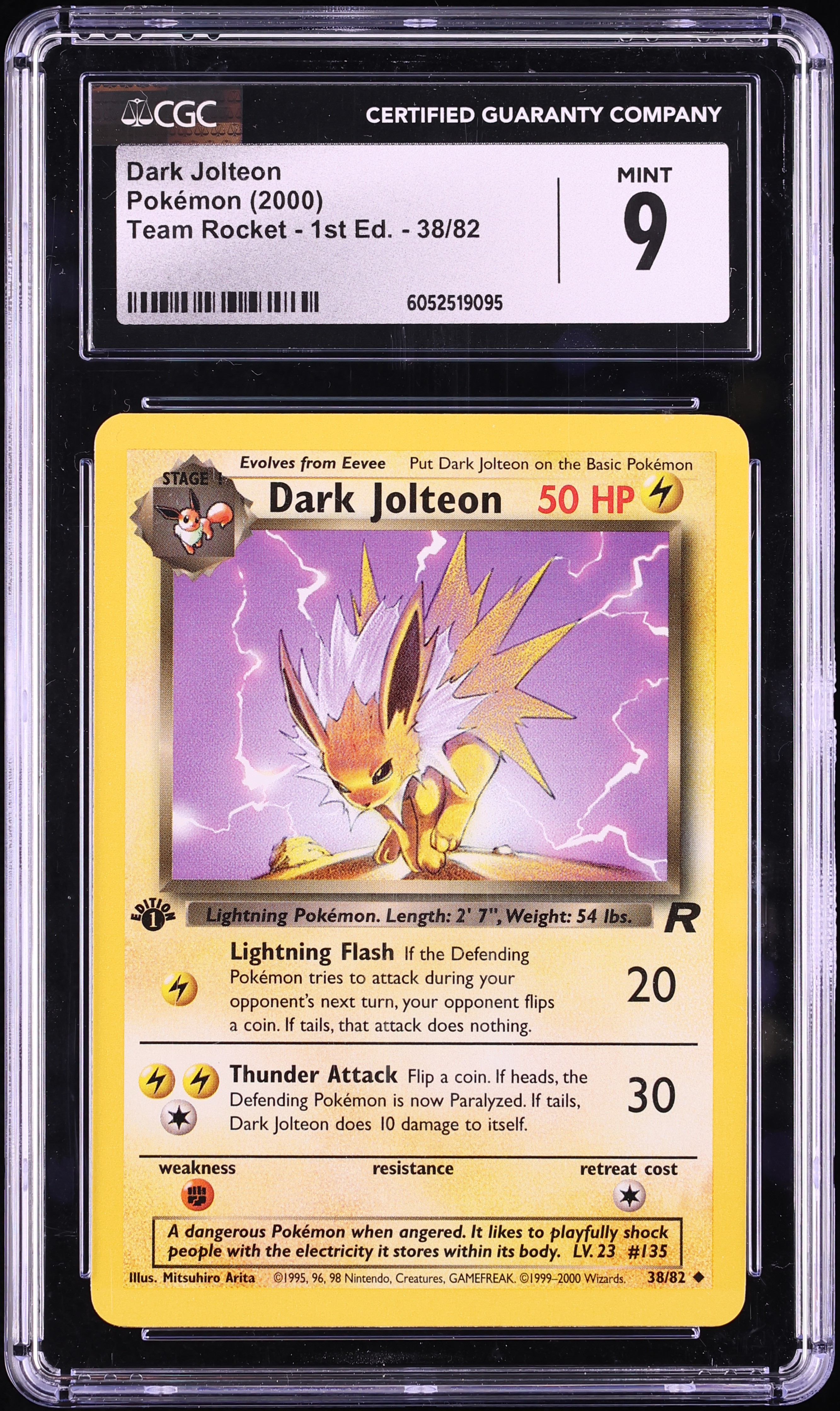 2000 Pokemon Team Rocket 1st Edition Dark Jolteon #38 CGC 9 MINT