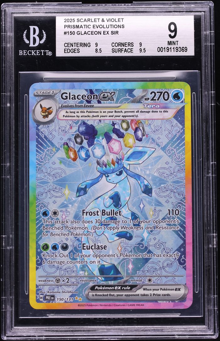 2025 Pokemon Scarlet & Violet Prismatic Evolutions SIR Glaceon ex #150 BGS 9 MINT