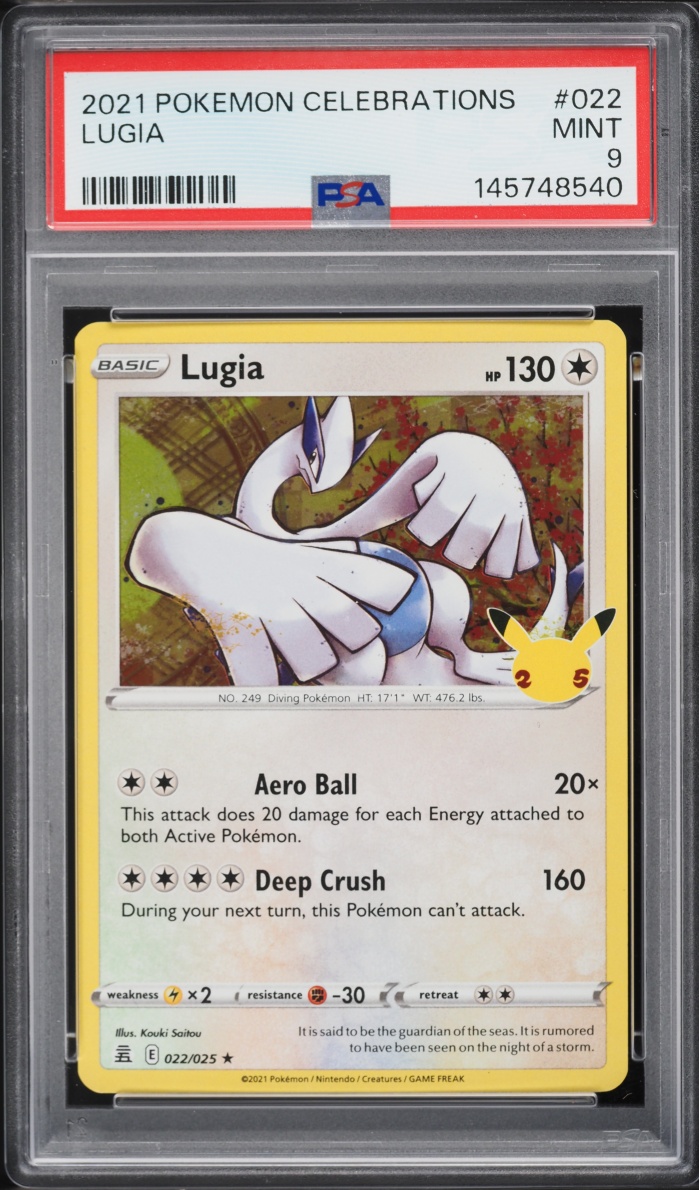 2021 Pokemon Sword & Shield Celebrations Holo Lugia #22 PSA 9 MINT